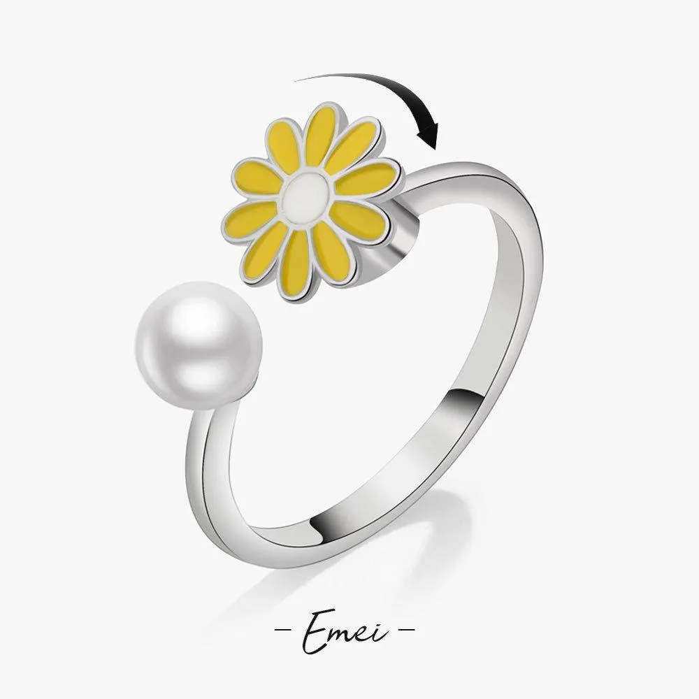 Pierścienie opaski Daisy Flower Pierścień Regulowany otwartego spinner Pierścienie lękowe Pierścień Rysunka Biżuteria Prezent Upuść Pierścień biżuterii Dhjkq