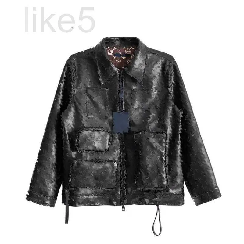 Herrenjacken Designer Luxus-Lederjacke Herren-Cardigan-Mantel V-Tasche Winter winddicht wasserdicht Uni-Jacken 3D-geprägte warme Mäntel Männer Frauen Freizeithemd E4U1