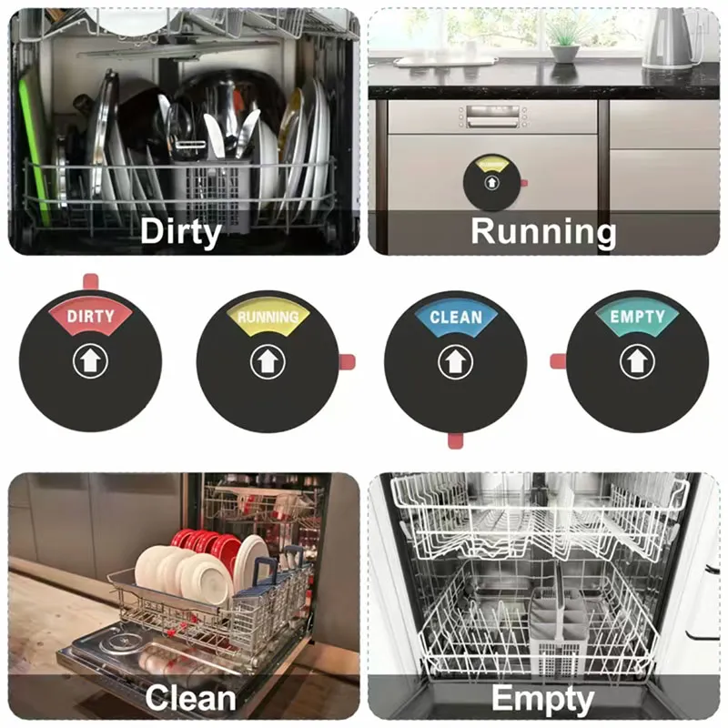 Running Empty Magnet Dishwasher Magnet Stickers Clean Dirty Magnet Double-Sided Type Dishwasher Sign Decor Accessories z0071