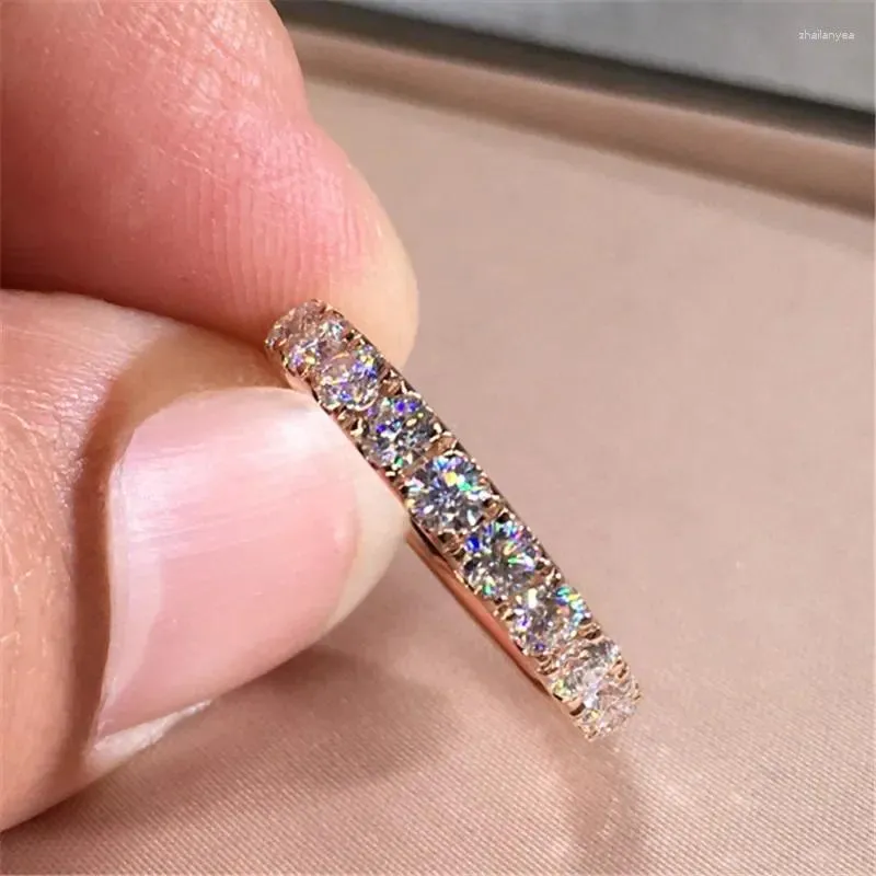 Anillos De Boda DRlove Promesa Discreta Para Las Mujeres Cubic Zirconia Moda Color De Oro Rosa Anillo Delgado Joyeria De Nina Con Estilo Simple De 8 6 DHgate