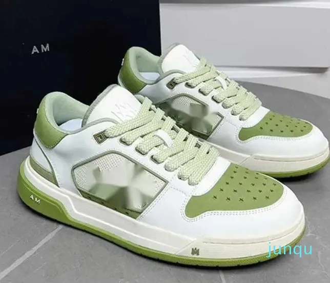 Scarpe casual Scarpe da skateboard basse da donna con tomaia in vera pelle verde oliva con suola in gomma