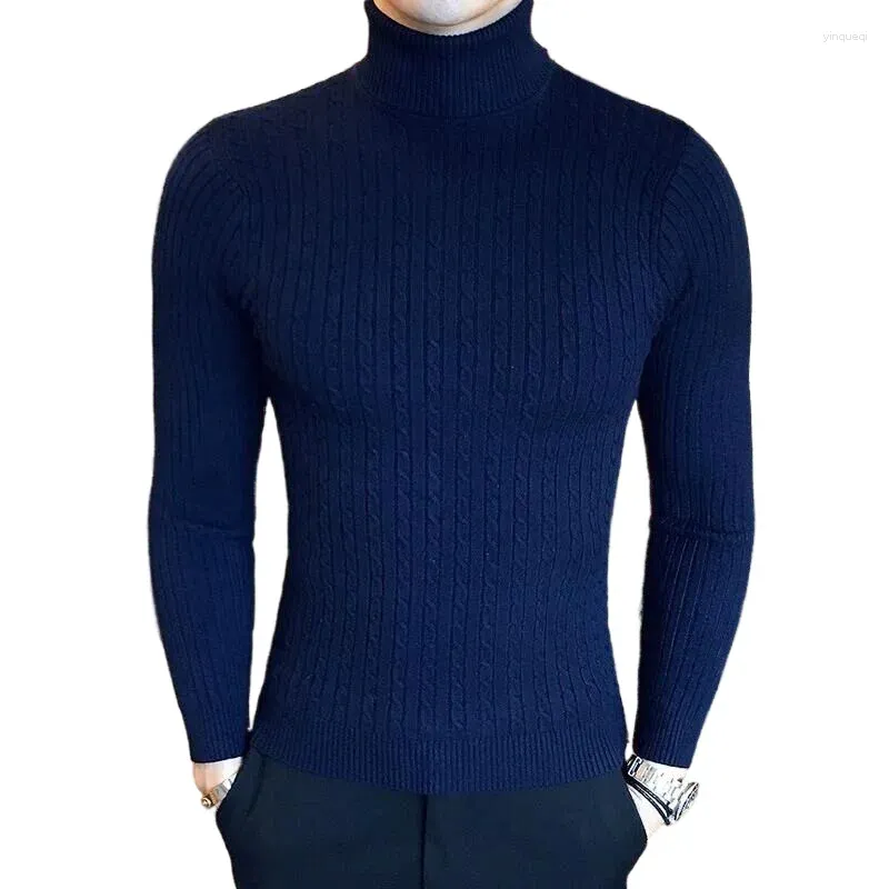 Men's Sweaters 2023 Winter Thick High Collar Warm Sweater Men Black Gray Slim Pullover Classic Solid Color Casual Double