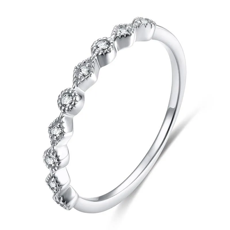 Ringos de cluster Eamti Ring Silver 925 para mulher fofa dedo fino 5a Cz Stone Wedding Bandy Banda de joias