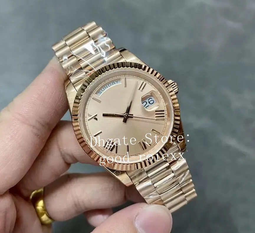 Men s Watches Men GmF Heavy Version Watch 40mm Automatic 2836 Everose Date Time Day Rose Gold ETA Gm Maker President Green 228235 Wristwatches