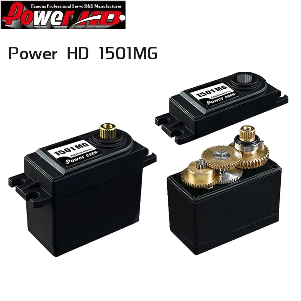 Power hd 1501mg 60g servo padrão analógico de alto torque com todas as engrenagens de metal 17kg 0.14 seg para brinquedos de avião robô carro rc