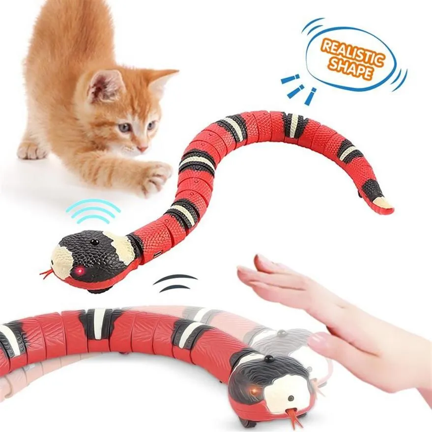 Cat Toys Smart Sensing Snake Electric Interactive For Cats USB Laddningstillbehör Barndjur Dogs Game Spela Toy288e