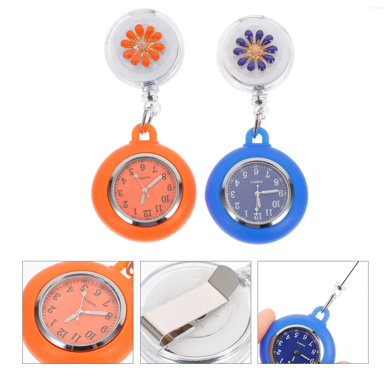 Pocket Watches 2 Pcs Sport Men Hanging Lapel Retractable Clip-on Fob Miss