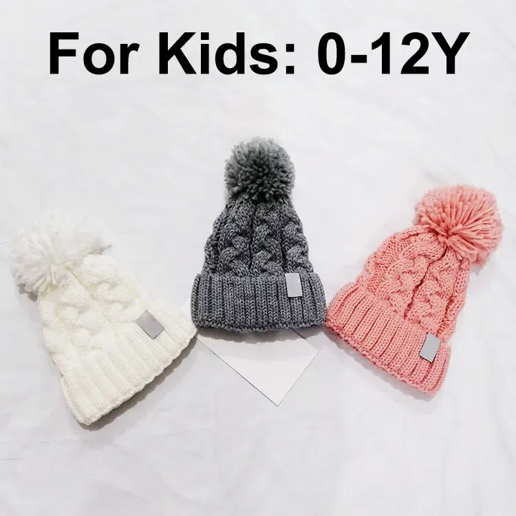 Beanie For 0-12Y Kids Winter Hats Designer Beanie Bucket Santa Hat Bobble Twist Knitted Hat Beanie Hats for Children Skull Caps Letters Fitted Hat 3 Colors