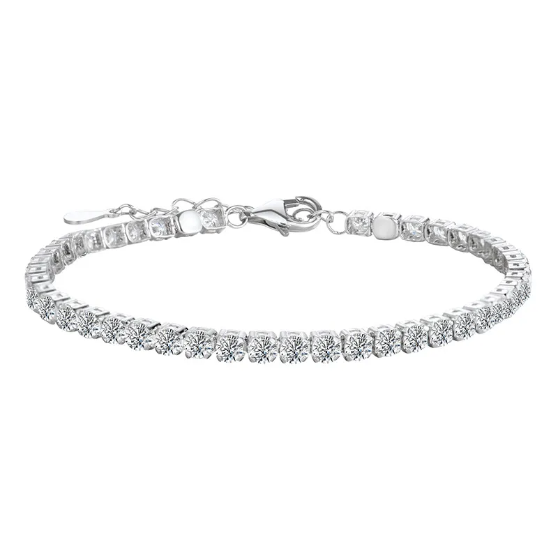 Bracciali moda Europa e America Braccialetti tennis con diamanti Moissanite in argento sterling 925 per ragazze e donne per la festa nuziale Bel regalo