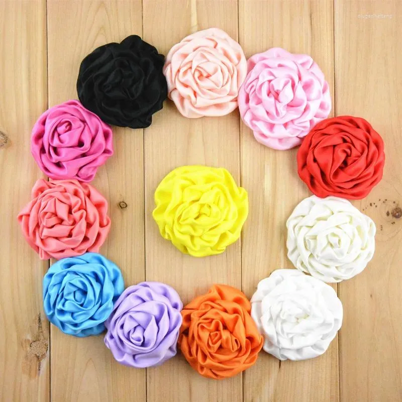 Hair Accessories 10pcs 8cm Chiffon Ruffled Rose Bud Artificial Flower For Born Baby Girl Headband Clip Wedding Invitation Decorations