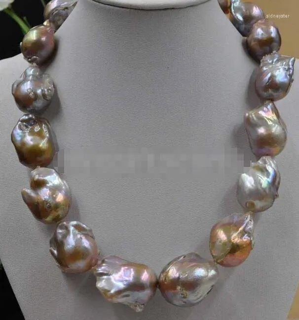 Kedjor underbar! Natural Purple 25 30mm Barock Nucleated Pearl Necklace 18 "