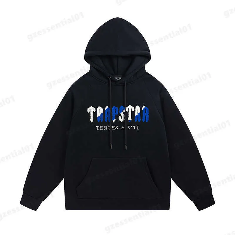 Homens Hoodies Tracksuits 2023ss Trapstar Shooters Com Capuz Homens Mulher Tigre Toalha Bordado Pulôver Fleece Moletons Streetwear Roupas de Designer