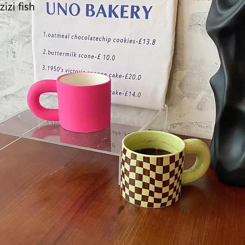 Muggar Solid Color Ceramic Mug Coffee Cups Par Water Cup Milk Tea Afternoon Drinkware 231123