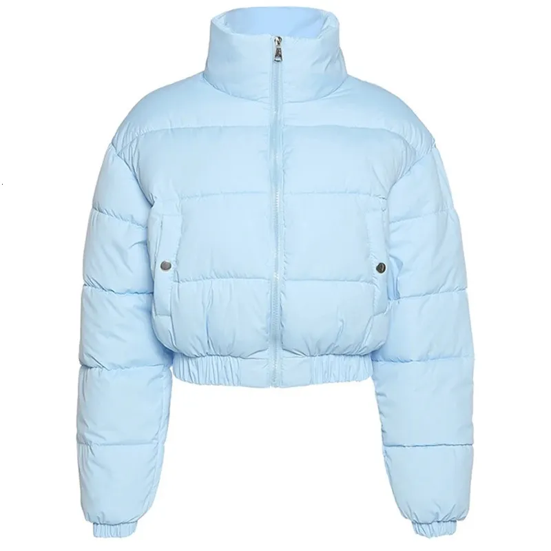 Damesjas Korte puffer voor jas Katoen gewatteerde dikke parka met trekkoord Rits Winter Bubble Coat Warm Casual Out Drop 231124