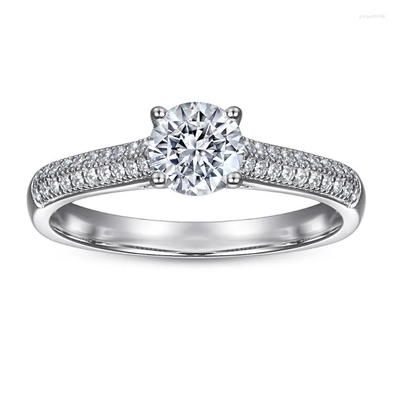 Clusterringen htotoh 925 zilveren vrouwen ring 0,8 Moissanite diamanten verloving cadeau één druppel