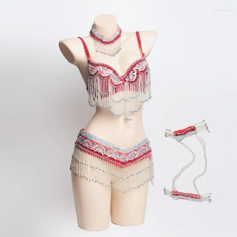 Womens Beaded Chain Belly Dancing Bra And Belt Set Sexy Night