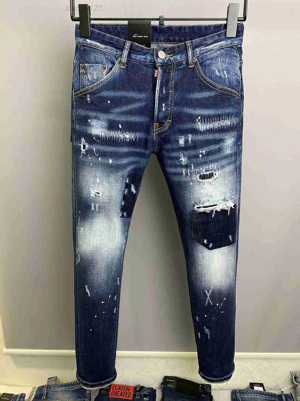 2023DSQ2 Coolguy Jeans Blue Classic Hip Hop Rock Moto Design Męs