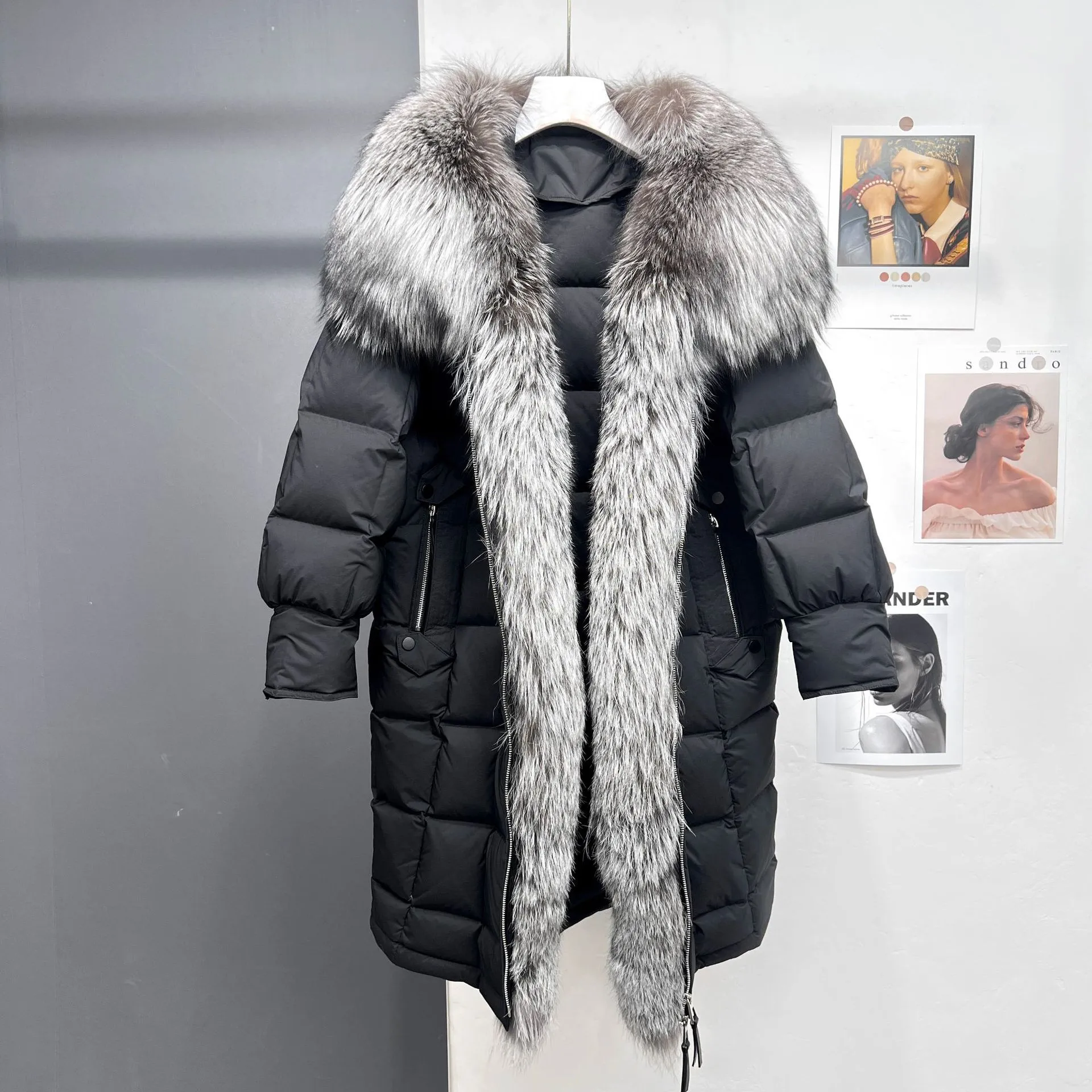 Bontjas designer jassen vossenbontkraag witte ganzendonsjas dames lange donsjas parka's dikke warme winterkleding dames windjacks