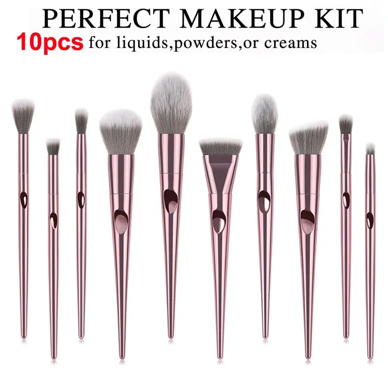 Våta och vilda borstar Set 10st Rose Gold Makeup Brush Eyeshadow Powder Contour Brush Sats Beauty Cosmetics Tools Brushes Foundation ll