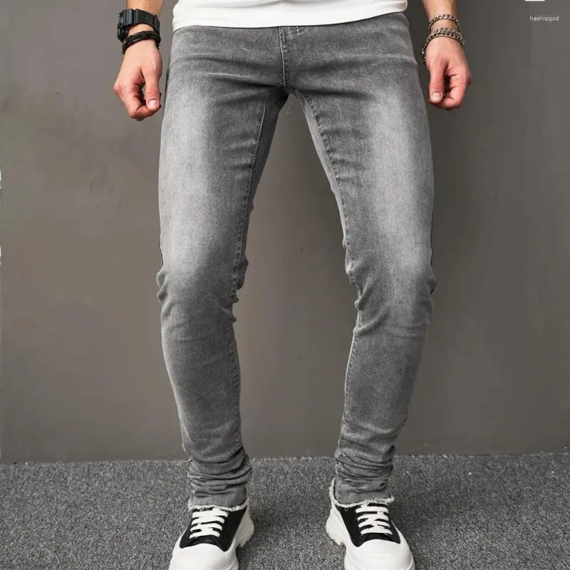 Männer Jeans Herbst Einfachen Stil Grau Dünne Männer Hosen Streetwear Stilvolle Männliche Jogging Casual Denim Hosen Für