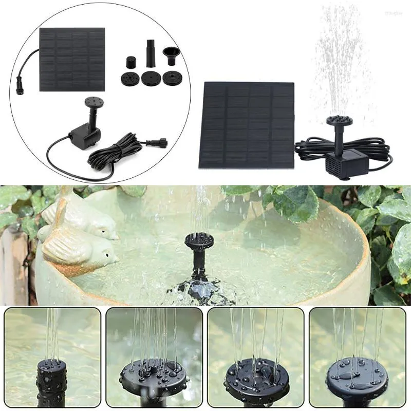 Décorations de jardin 1-6 pièces 5W pompe de fontaine solaire eau alimentée avec 6 buses pour étang extérieur Aquarium réservoir bain d'oiseau