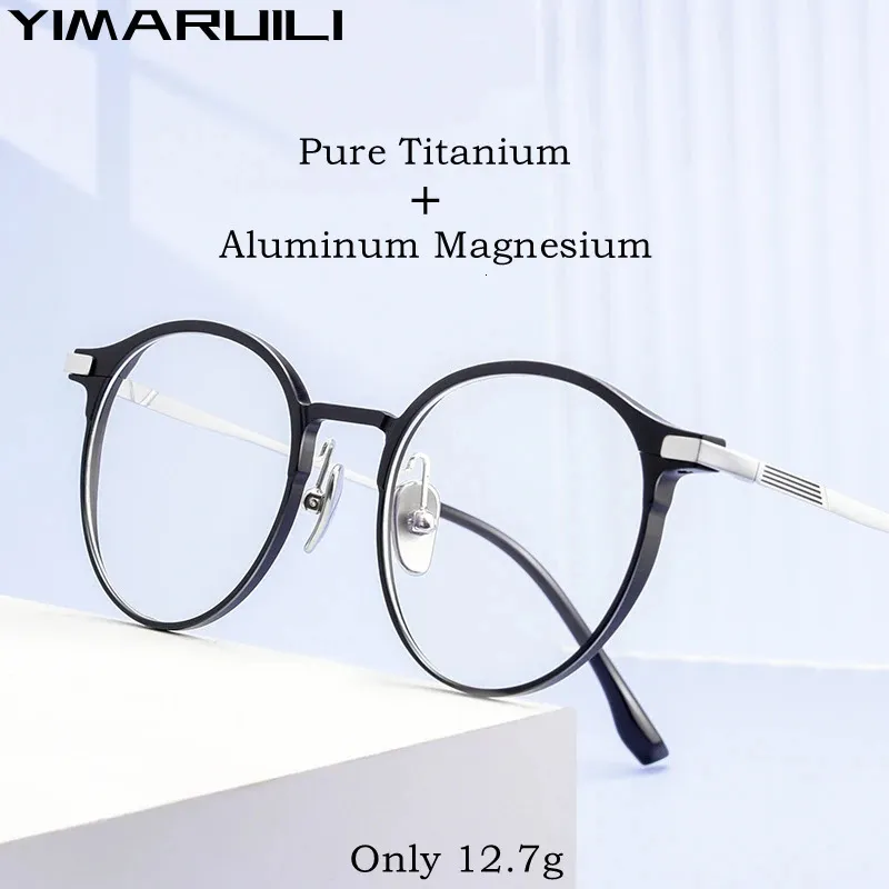 Okulary przeciwsłoneczne ramy Yimaruili ultralekkie okulary mody retro okrągłe optyczne okulary recepty ramy mężczyźni i kobiety L5086M 231123