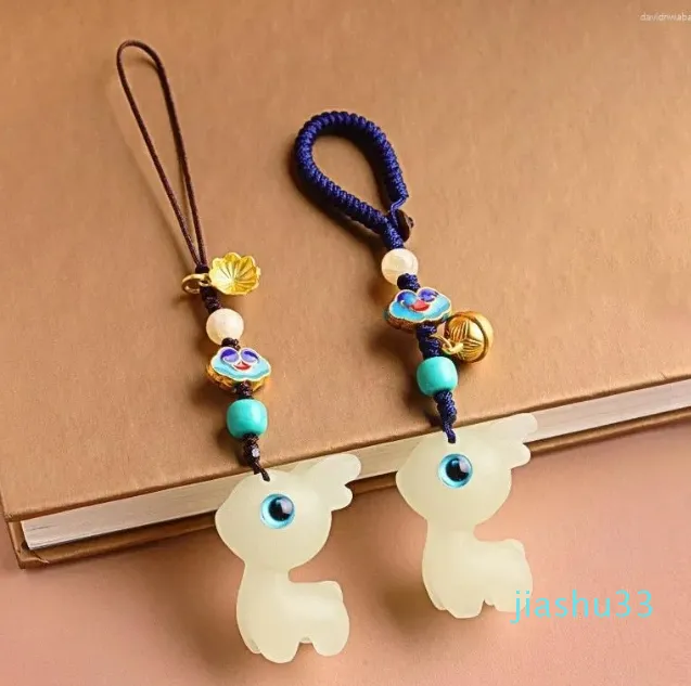 Keychains Glow Stone Cute Deer Mobile Phone Keychain Creative Design Kawaii Animal Car Key Chains Accessories Girl Handbags Bag Keyring