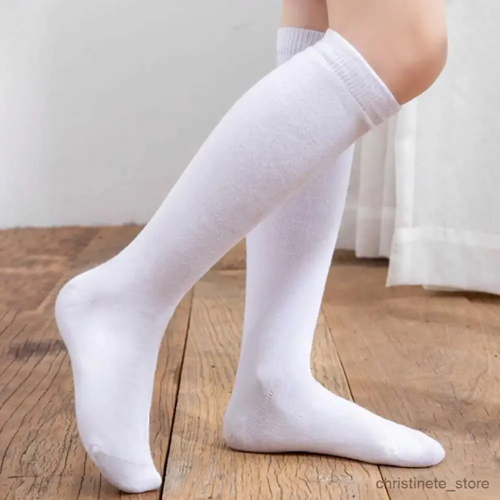 Chaussettes pour enfants noir blanc couleur unie chaussettes longues femmes au-dessus du genou cuisse haute au-dessus du genou bas dames filles chaussettes chaudes au genou