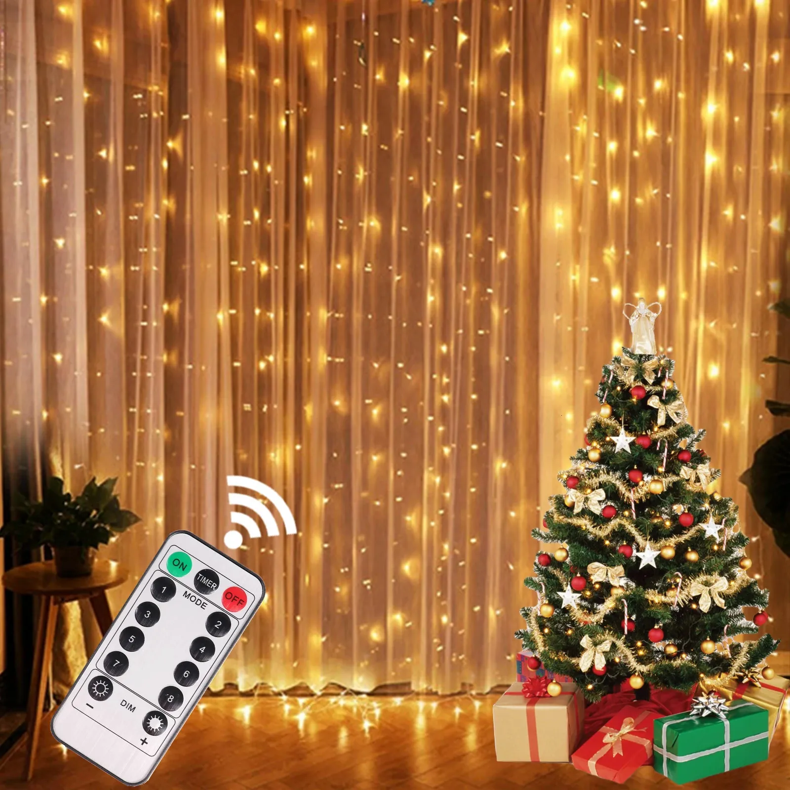 Other Event Party Supplies Christmas Lights Curtain Garland Merry Decorations For Home Ornaments Xmas Gifts Navidad Year Decor 230422