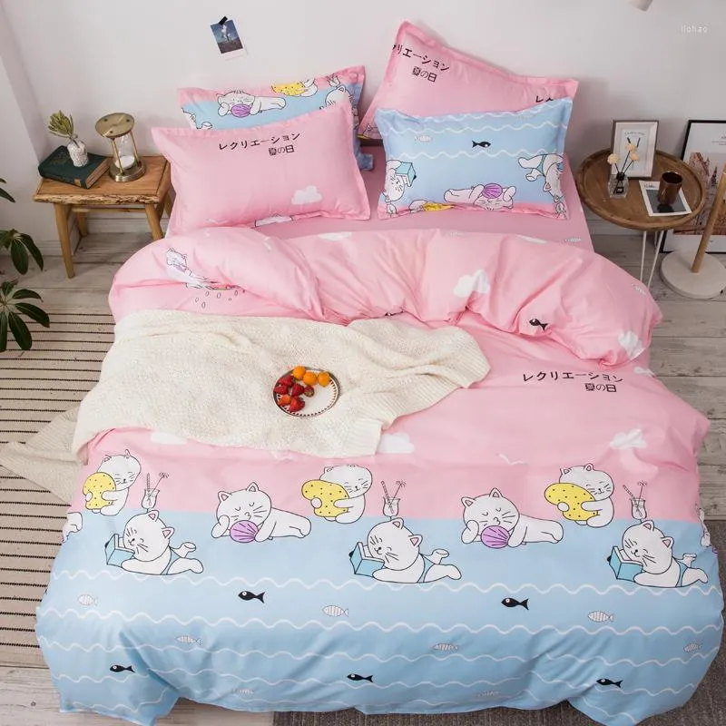 Set di biancheria da letto Flamingo Modello di pianta tropicale Set copriletto per bambini Piumino Lenzuola e federe per bambini adulti Piumino