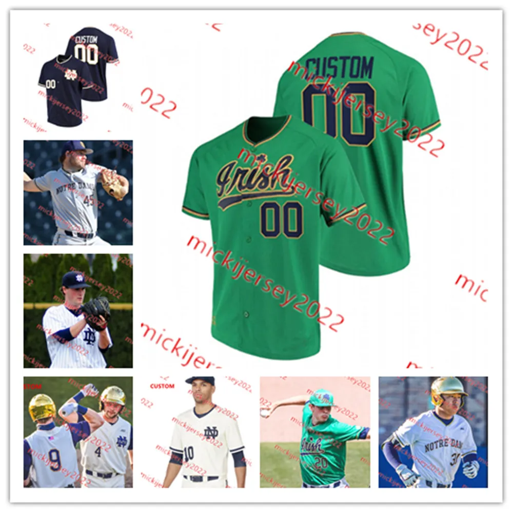 Maglia da baseball ND Tony Lindwedel Sammy Cooper Radek Birkholz Matt Bedford Carter Bosch Jack Findlay Maglia da uomo cucita personalizzata Notre Dame Fighting Irish Jerseys