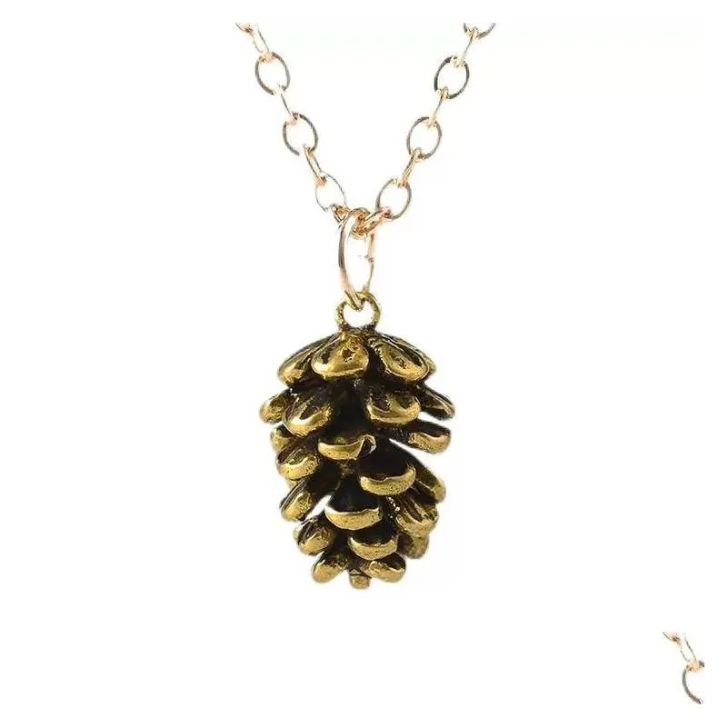 Pendant Necklaces Pinecone Pendant Necklaces Nut Plant Specimen Necklace Pine Cone For Women Men Fashion Jewelry Drop Delivery Jewelry Dh0Sa