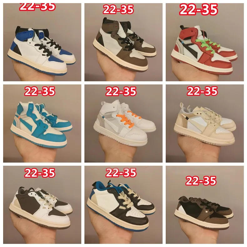 Designer Kids Shoes Athletic Sneakers Jumpman 1s Baby Outdoor Skateboard Sneakers 1 1s Patchwork Breathable Boy Girl Leather Orange Black Toddler Sports Trainer