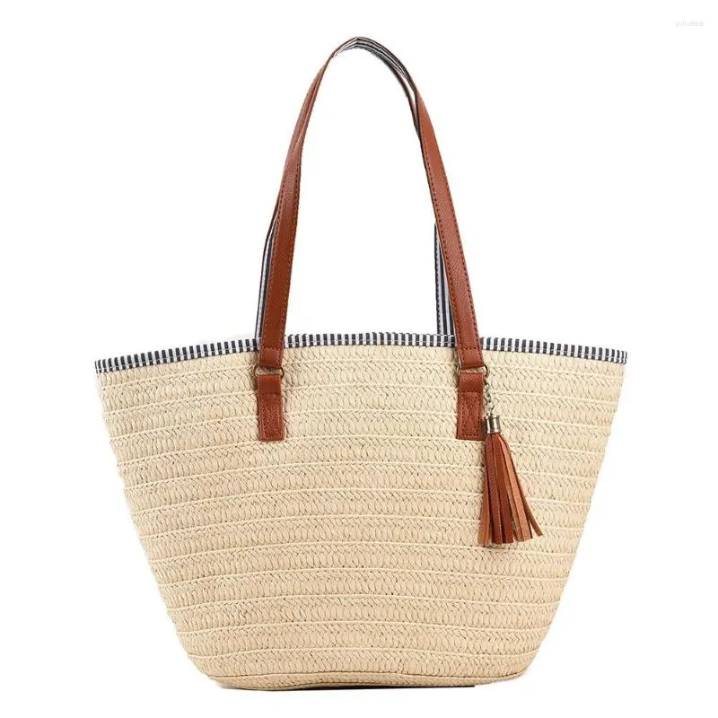 Evening Bags Summer Hand-Woven Handbags Paper Rope Tassels Weaving Underarm Bag Handmade Casual Simple Portable Elegant For Seaside Holiday