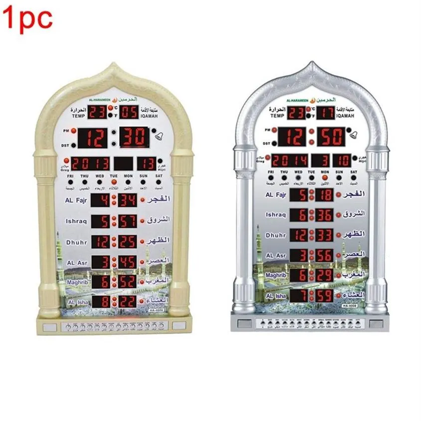 Islamique Led Azan Horloge Musique Jouant Cadeau Table Murale Mosquée Calendrier De Prière Musulmane Décor À La Maison Temps Rappelant Ramadan Automatique Y20231f