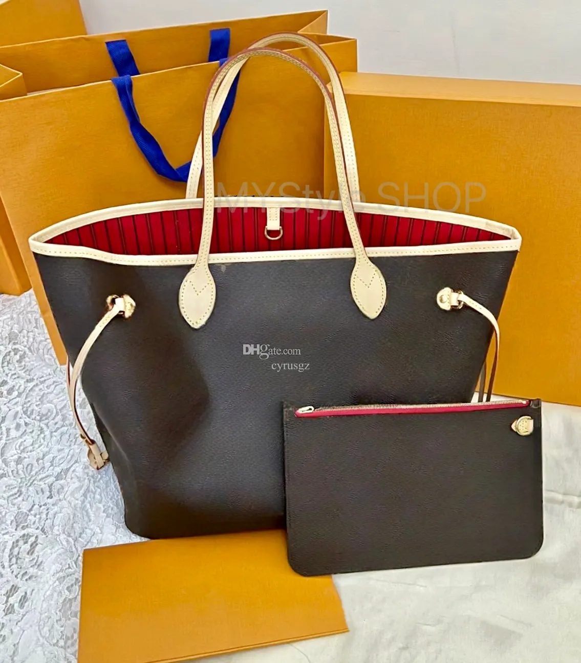 Tygväska axelväska M40156 M40995 Luxury Designer Bag Kvinnor Totes Handväskor Messenger Composite 31 cm lädermamma Shopping Clutch Bag med liten handväska plånbok AA6
