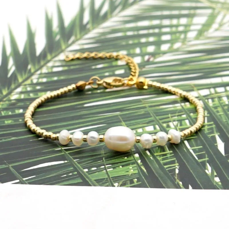 Link Bracelets Go2BoHo Real Freshwater Pearl Bracelet Gold Color Miyuki Seed Beaded Chain Adjustable For Women Fashion Jewelry Gifts