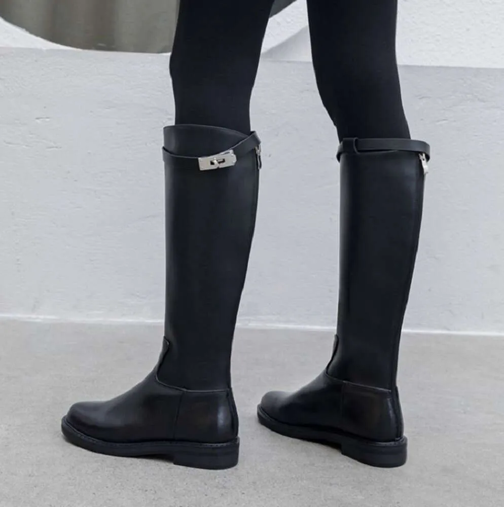 Vente chaude-cuir femmes bottes équitation genou haute botte vache chaussures d'hiver pour grande taille chevalier zy597 chaussures de haute qualité