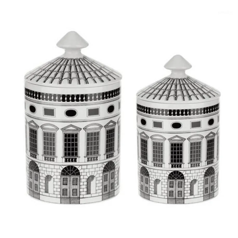 Neuschwanstein Castle Candle Holder Świece Jar retro magazyn Bin Ceramic Caft Dekoracja Decora