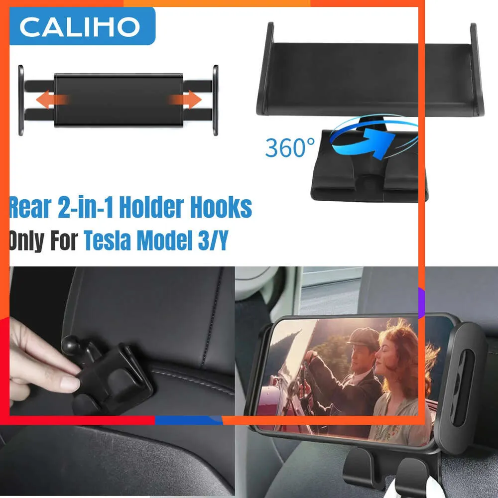 New Back Seat Phone Holder Hook For Tesla Model 3 Y 360 Degree Rotate Stand Auto Headrest Bracket For Tablet PC iPad Mini Support