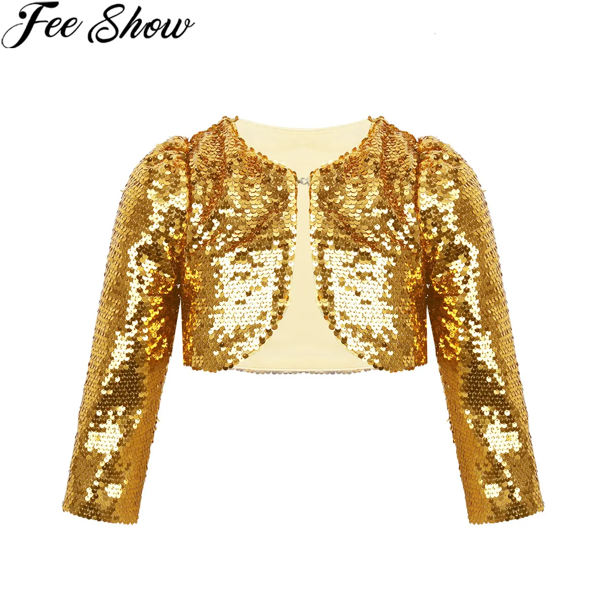 السترات Feeshow Kids Girls Baby Jacket Coat Equins Sparkly Brazer Bolero Drugan Cardigan Top Colled Asstric