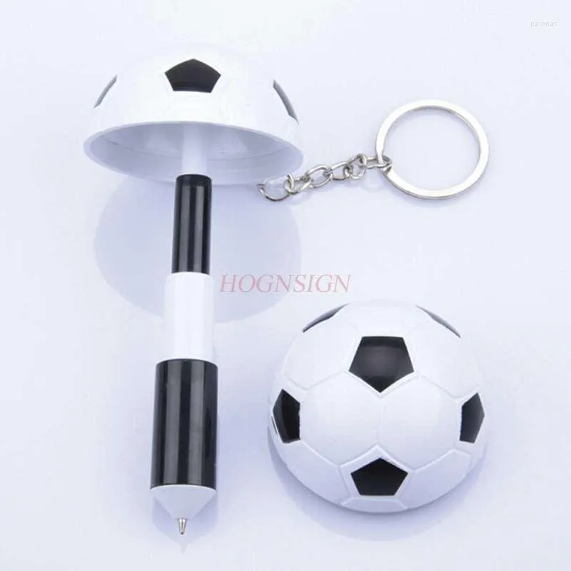 Stylo à bille en forme de football personnalisé rétractable bleu 0,5 mm recharge porter porte-clés