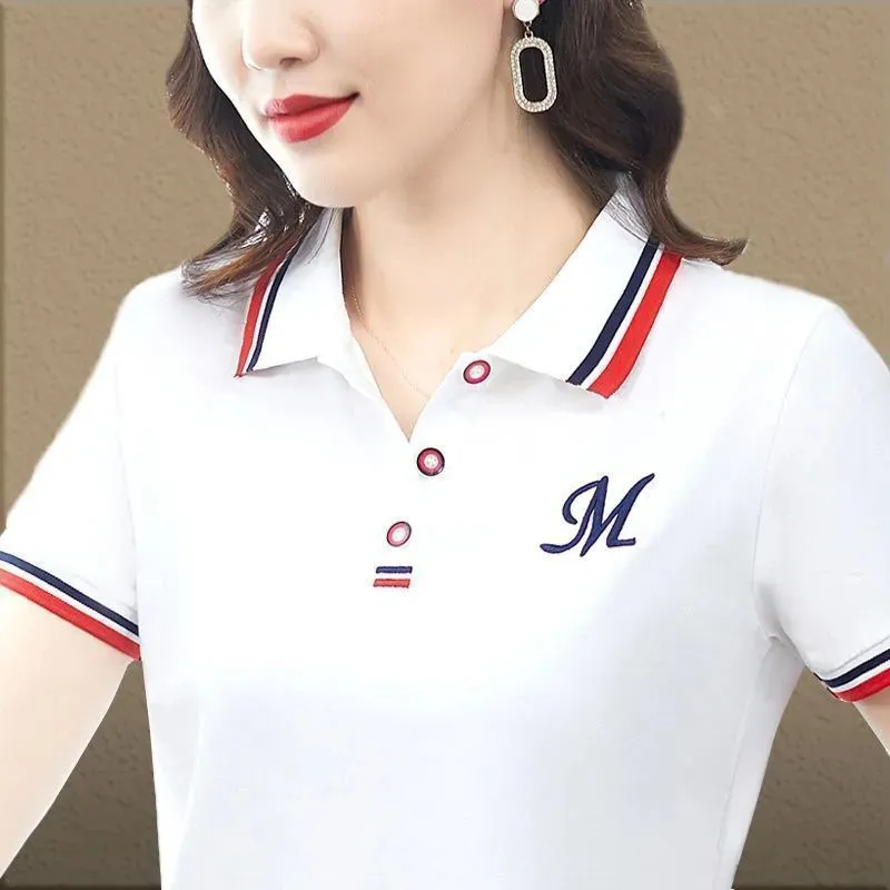 Rapel T-shirt Dames losse casual slijtage korte mouw T Summer Top Fashion 2023 Woans Polo Shirt