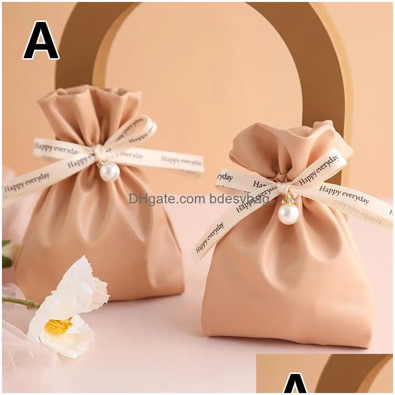 Present Wrap Gift Wrap 1 Creative Bag Pu Leather Packaging Box Candy Baby Shower Wedding Party Supplies Drop Delivery Home Garden Festive DH9PK