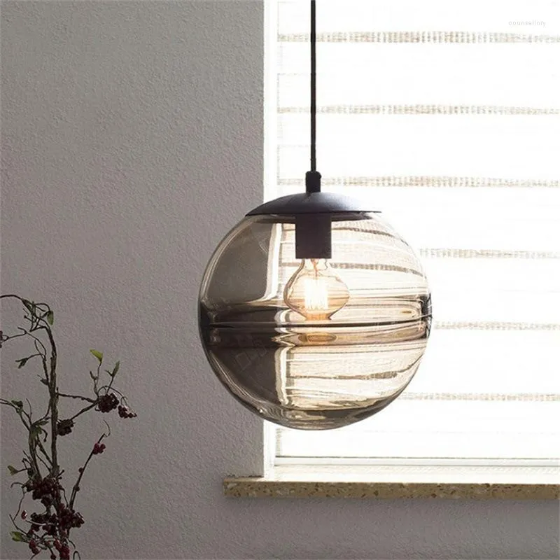 Lampes suspendues nordique minimaliste lustre en verre galvanisé chambre moderne Restaurant Studio café luminaires