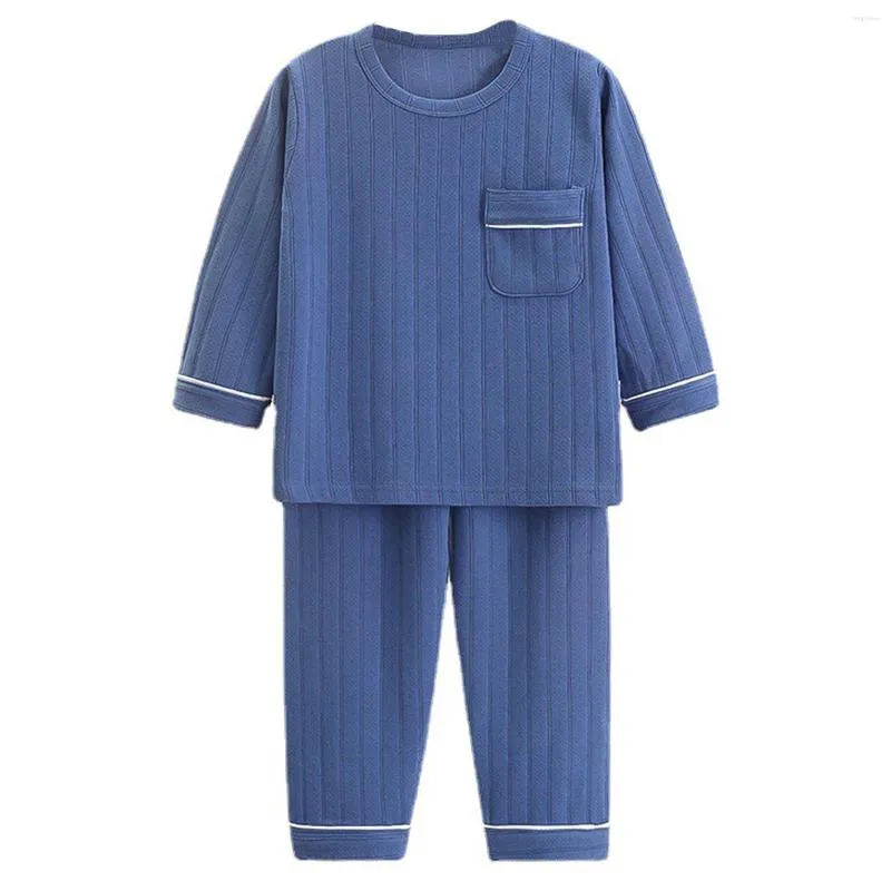 Set di abbigliamento Bambini Ragazzi Ragazze Abiti da notte in puro cotone Set Abbigliamento casual Manica lunga scollo tondo Top con pantaloni elastici in vita