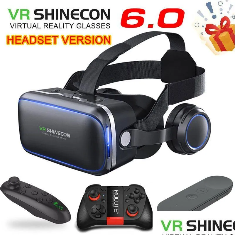 Очки Vr Original Shinecon 6.0 Standard Edition и версия для гарнитуры Шлемы виртуальной реальности Дополнительный контроллер Lj200919 Drop Delive Dhph3