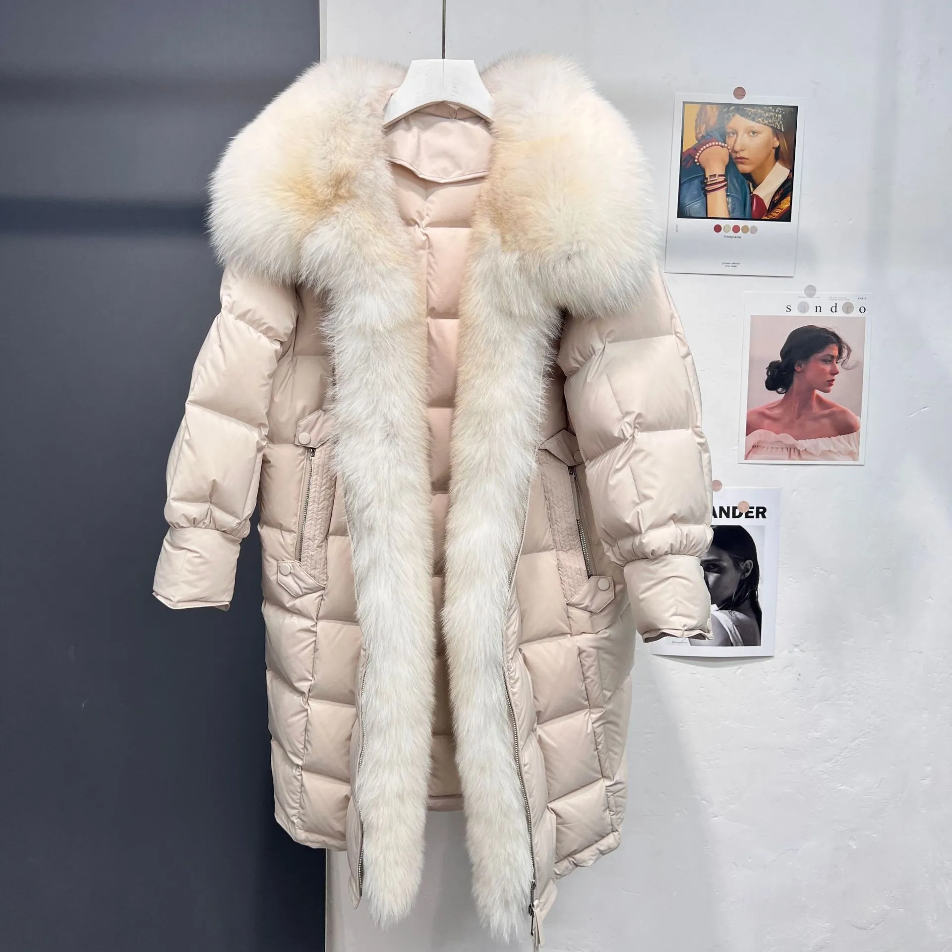 Designer Fox Fur Collar White Goose Down Jacket For Women Thick, Warm Winter  Extra Long Puffer Coat With Windbreaker From Tomwei, $244.22