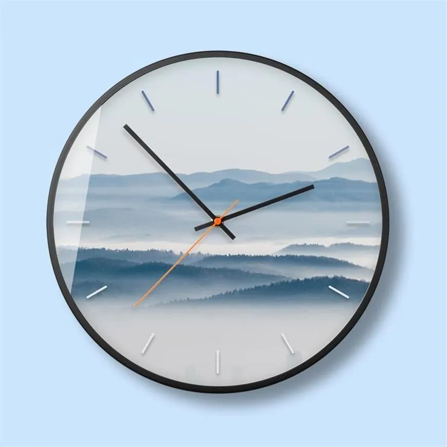 Wanduhren Nordic Metall Stille Uhr Nebel Wald Dekorative Malerei Kleine Frische Schlafzimmer Wohnzimmer Uhr Wohnkultur 50A048277t