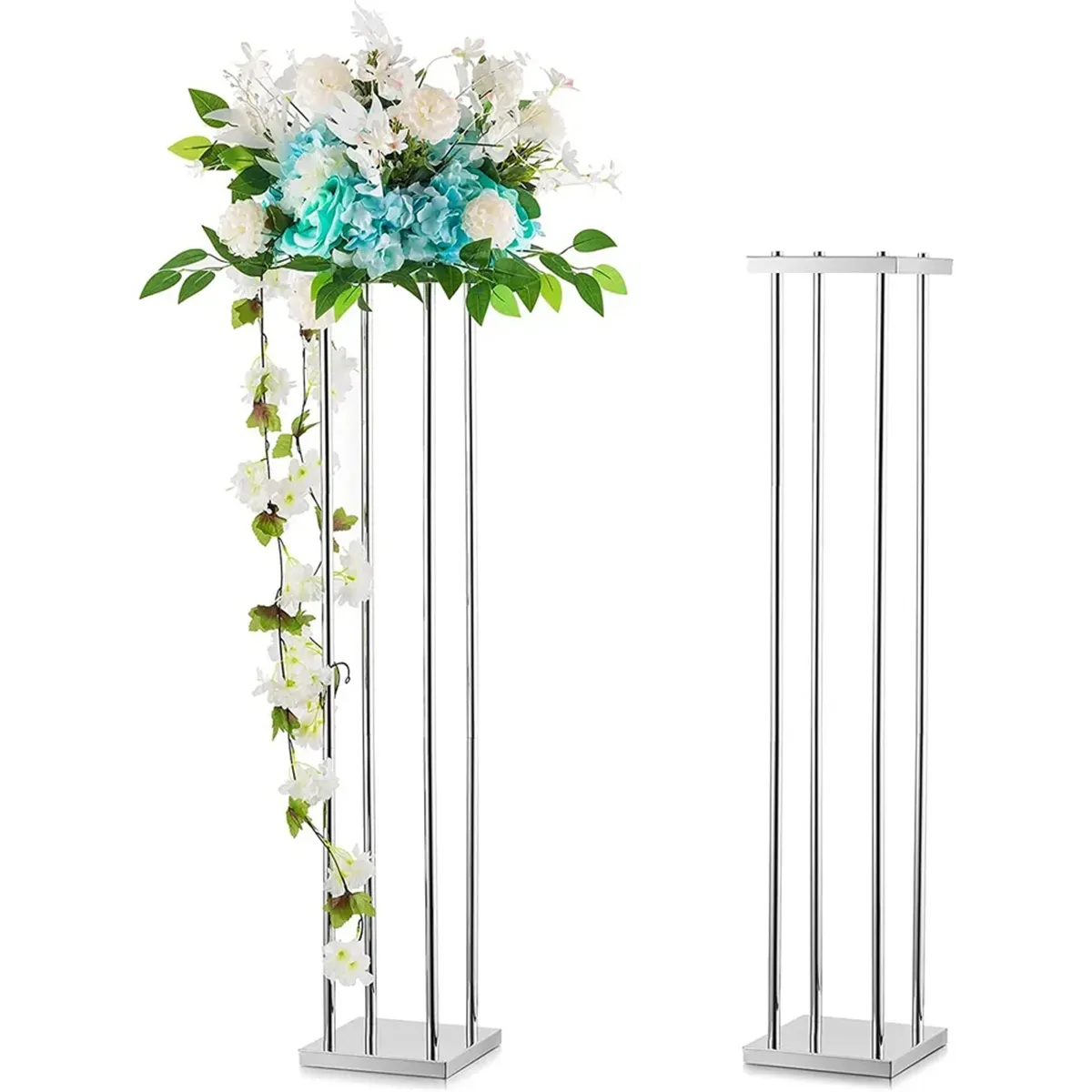 5 vasi di cartone a colonna di fiori, colore bianco, colonne di carta pieghevoli, supporto per fiori, decorazione da tavola, per matrimoni, a forma di cilindro, per giardino, feste, 20/40/60/80/100 cm